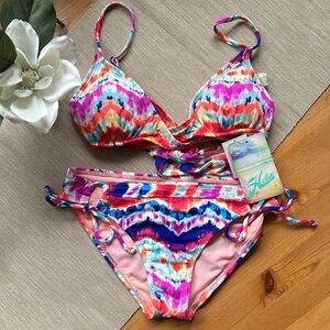 NWT Hobie Bikini Small Multi Color Wrap Around Tie